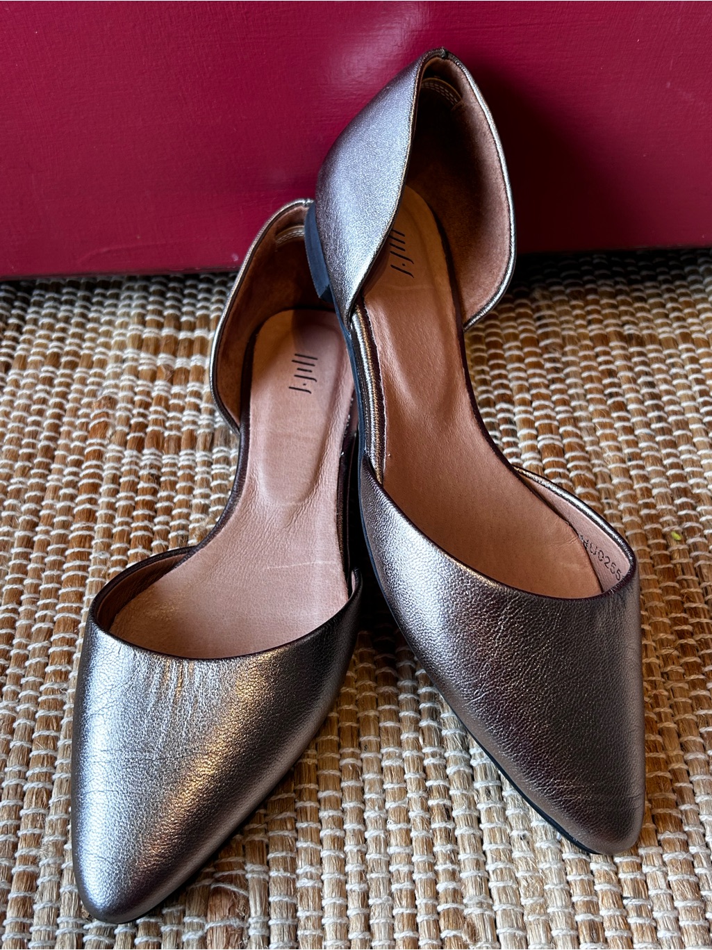 J Jill ‘Ida’ S7 Bronze Leather D'orsay Flat-Look Brand New